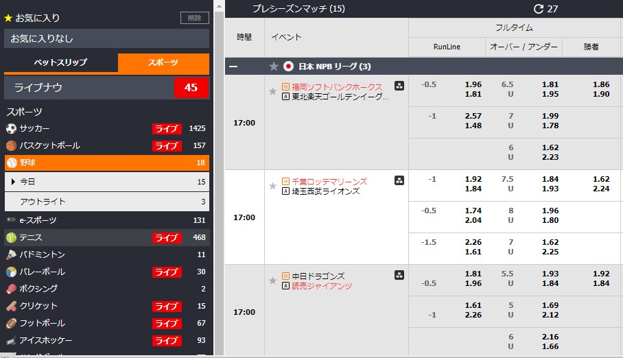 エルドアカジノのスポーツベット