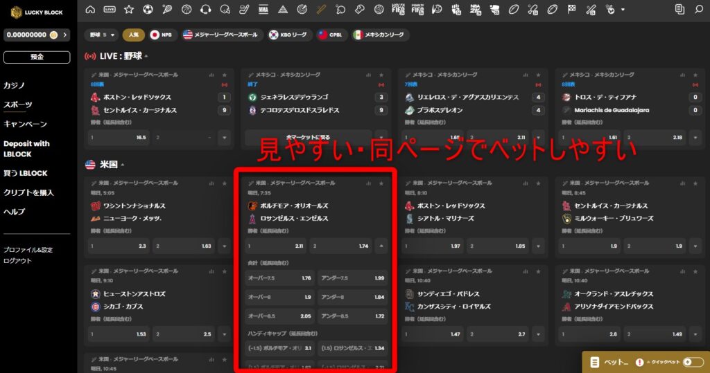 ラッキーブロックカジノのスポーツベットでマーケットを開く