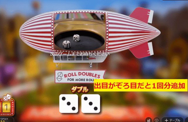 サイコロがゾロ目の場合は1ゲーム追加