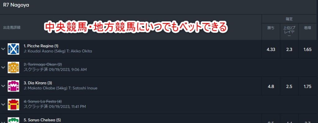 スポーツベットアイオーの競馬オッズを見る