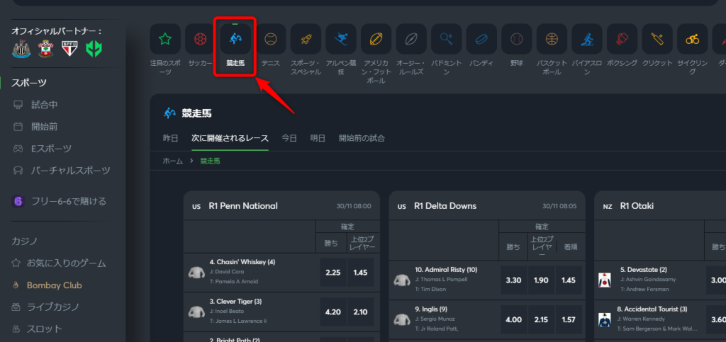 競走馬を選択