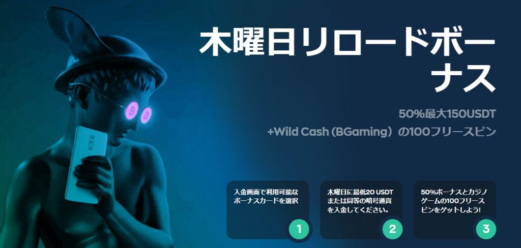 ベイブカジノの木曜日リロードボーナス
