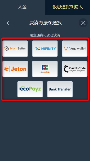 ウィンズアイオーの入金手段一覧