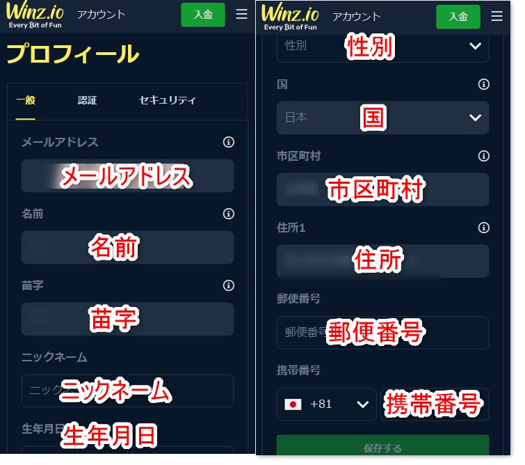 ウィンズアイオーのKYCで個人情報を入力する